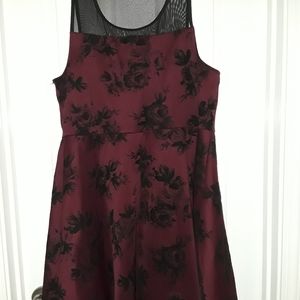 Black and red floral print dress